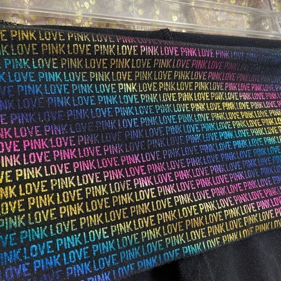 PINK Victorias Secret Y2K Metallic Colorful Fold over Logo Flares Small - Picture 3 of 4